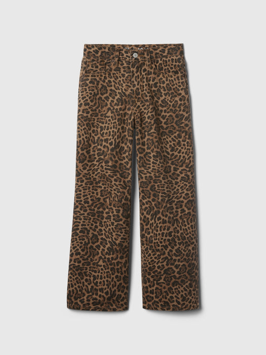 Kids Low Rise Stride Wide-Leg Leopard Jeans