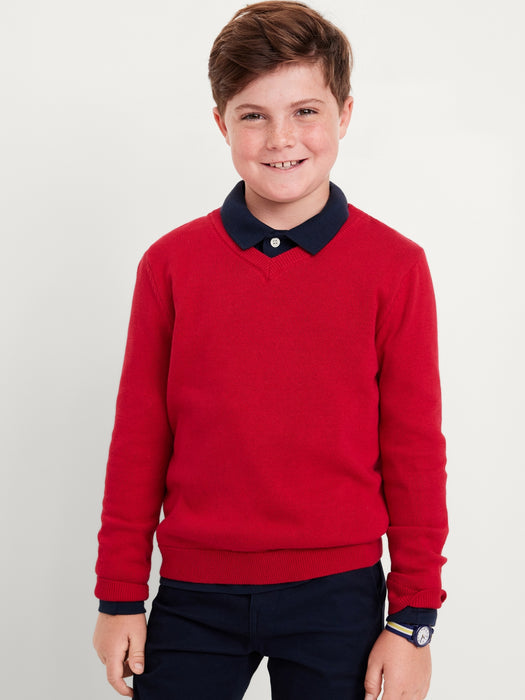 School Uniform Solid V-Neck Sweater for Boys