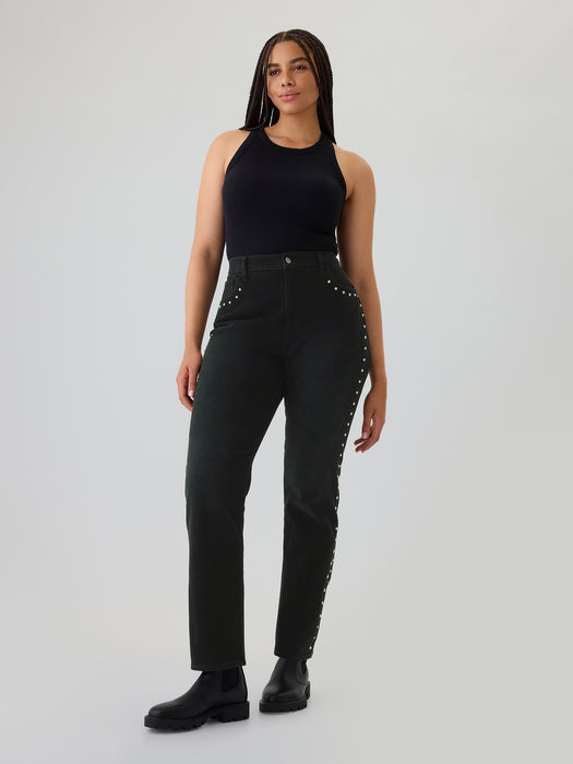 High Rise Studded '90s Straight Jeans