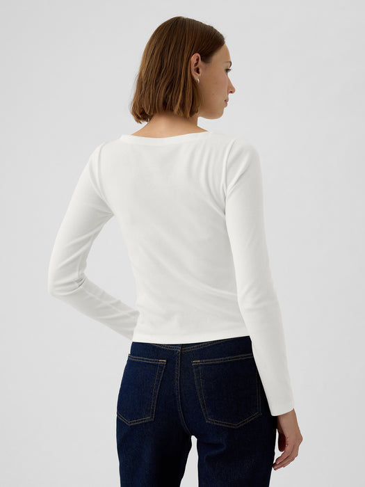 Modern Rib Cropped Boatneck T-Shirt