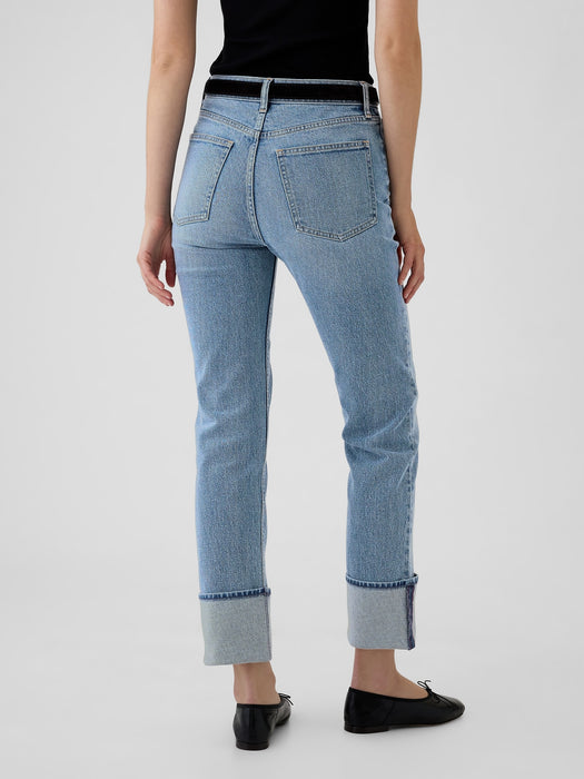 High Rise Cuffed &#39;90s Straight Jeans