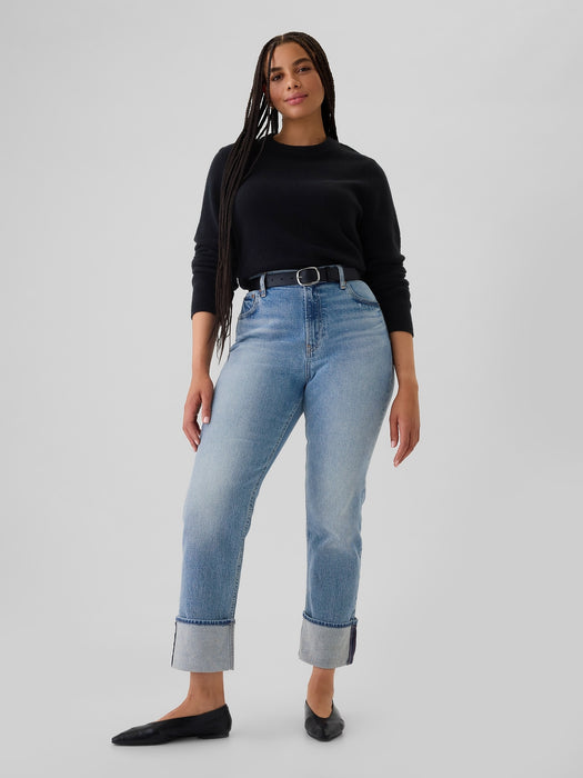 High Rise Cuffed &#39;90s Straight Jeans