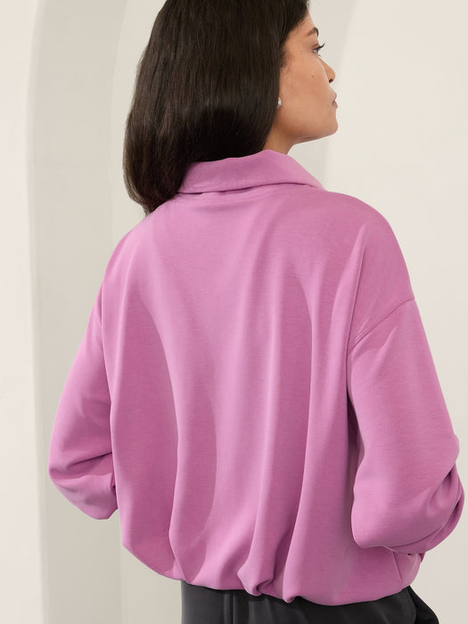 Seasoft 1/4 Zip Bubble Hem Sweatshirt