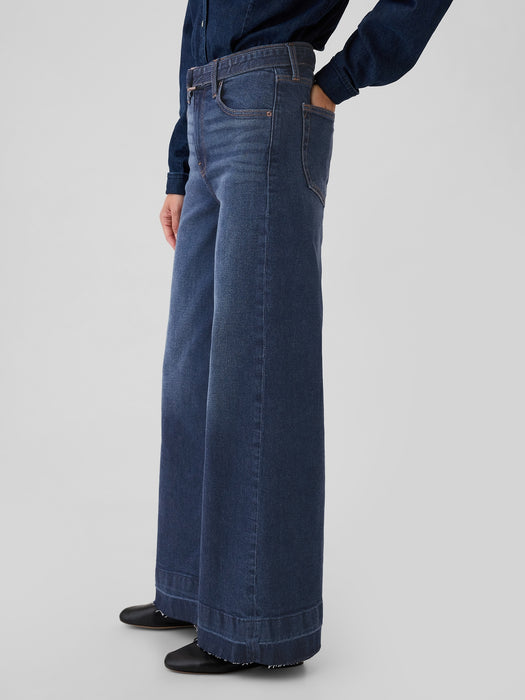 High Rise Stride Belted Wide-Leg Jeans