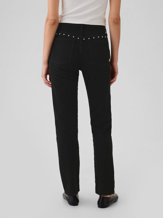 High Rise Studded '90s Straight Jeans