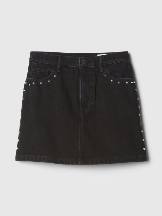 Studded Denim Mini Skirt