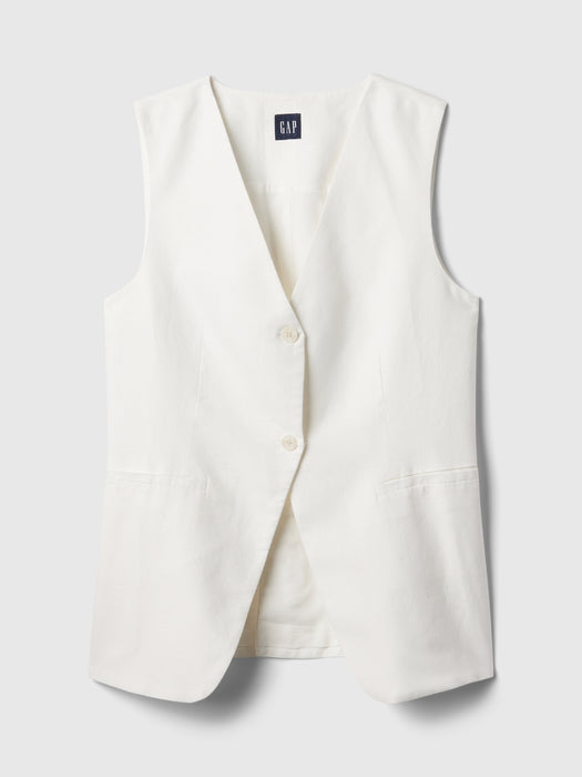 Linen-Cotton Longline Vest