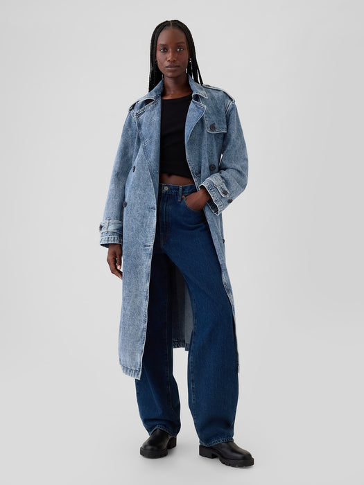 Longline Icon Denim Trench Jacket