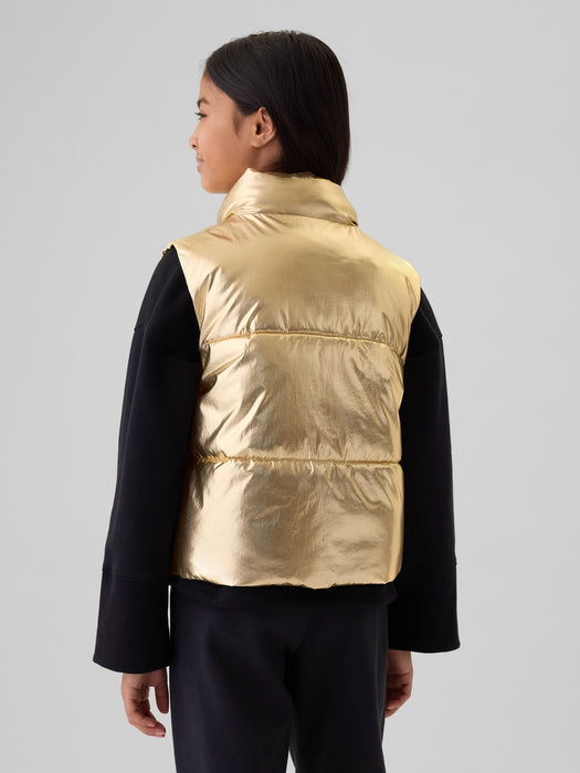 Kids Recycled Metallic Puffer Vest