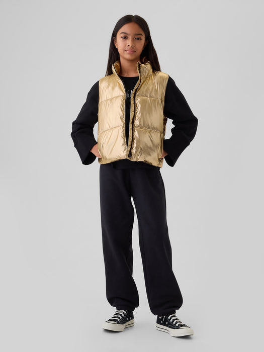 Kids Recycled Metallic Puffer Vest