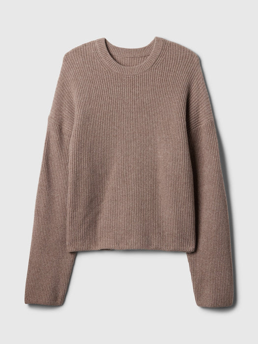 CashSoft Shaker-Stitch Crewneck Sweater