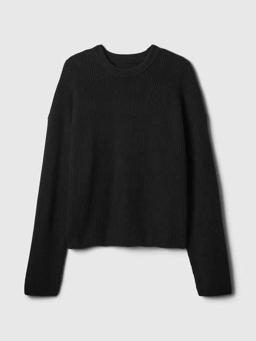 CashSoft Shaker-Stitch Crewneck Sweater