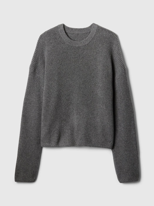 CashSoft Shaker-Stitch Crewneck Sweater