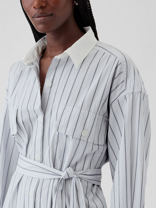 Organic Cotton Striped Mini Shirtdress