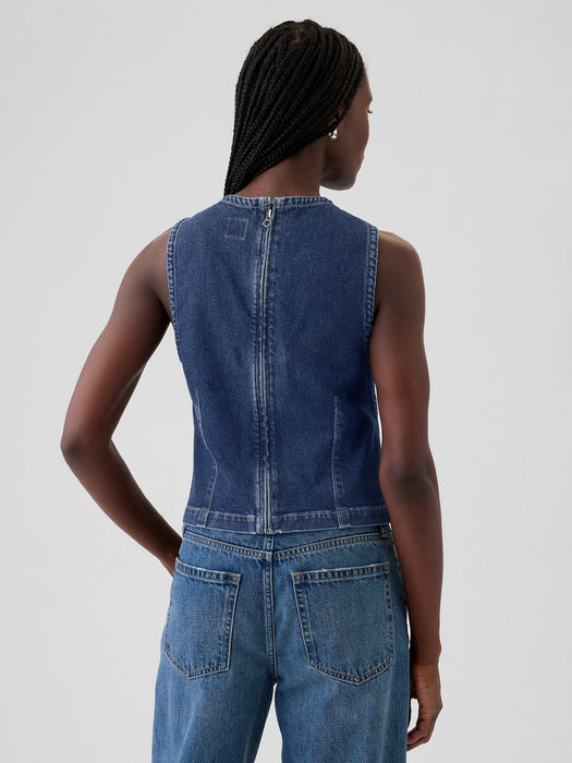 Cropped Denim Shell Tank Top