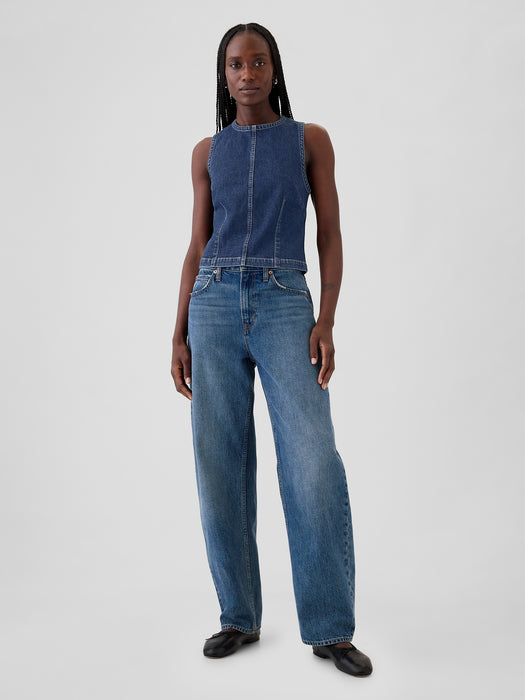 Cropped Denim Shell Tank Top