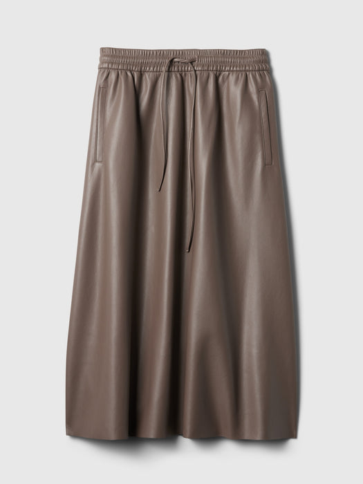 Vegan Leather Midi Skirt