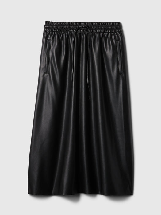 Vegan Leather Midi Skirt