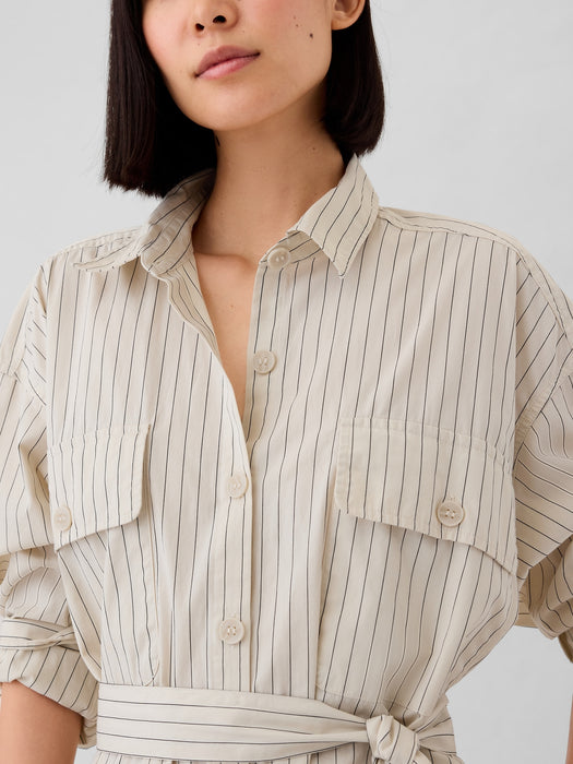 Organic Cotton Striped Mini Shirtdress