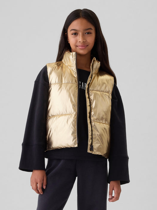 Kids Recycled Metallic Puffer Vest