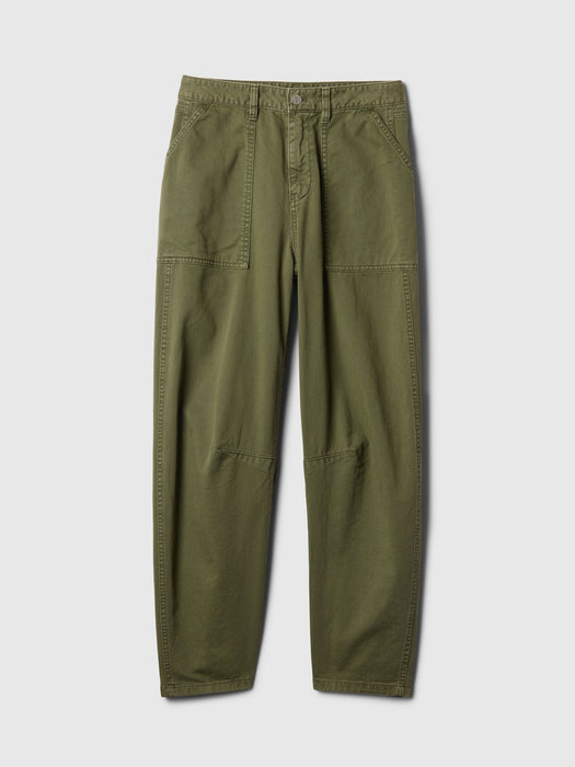 Mid Rise Twill Barrel Pants