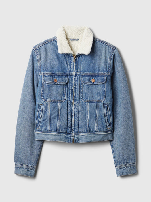 Sherpa-Lined Denim Jacket