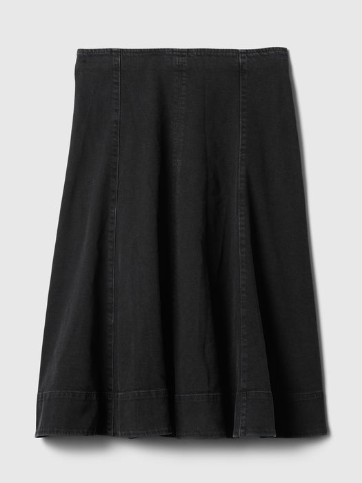 Paneled Denim Midi Skirt