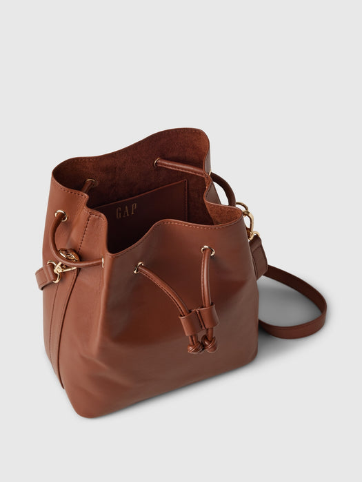 Vegan Leather Crossbody Bucket Bag