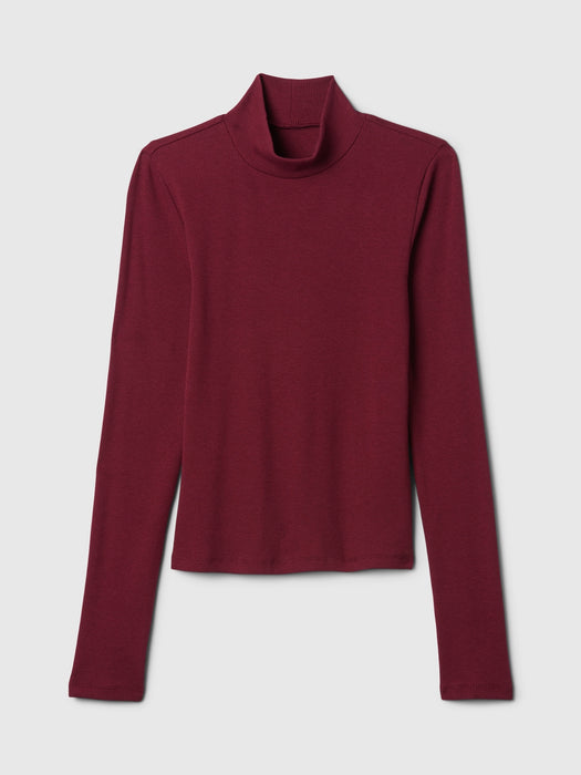 Modern Rib Cropped Mockneck Shirt