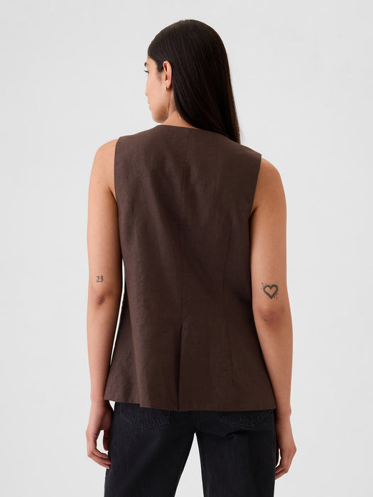 Linen-Cotton Longline Vest