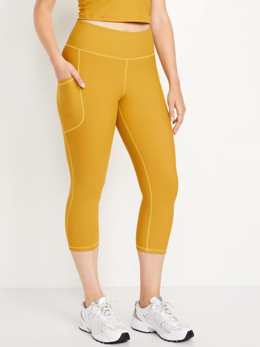 High-Waisted PowerSoft Crop Pocket Leggings