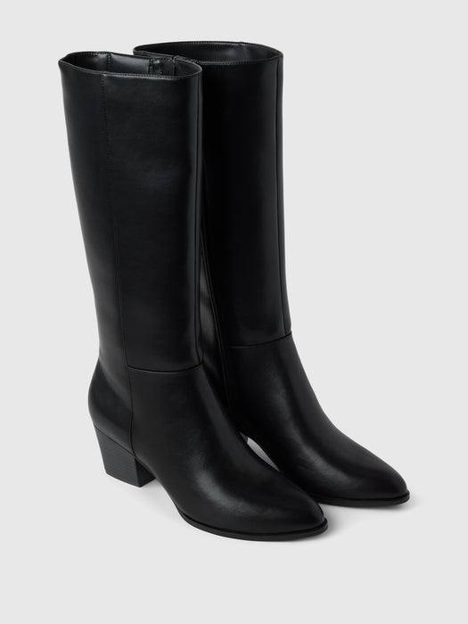 Vegan Leather Tall Heeled Boots