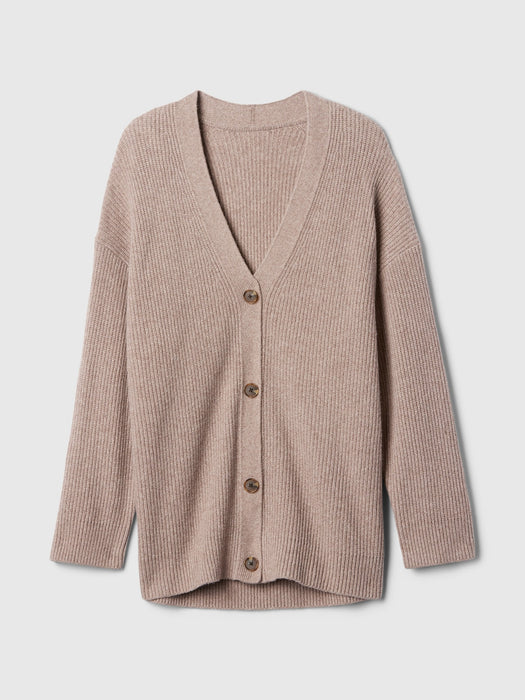 CashSoft Shaker-Stitch Boyfriend Cardigan