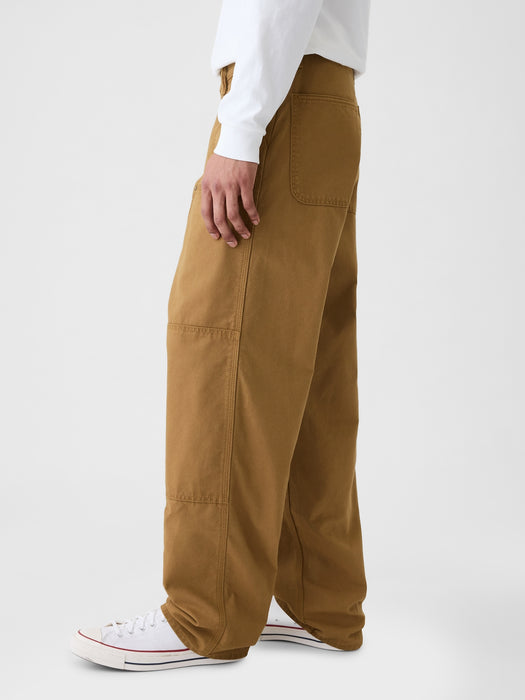 Double-Knee Canvas Utility Baggy Jeans