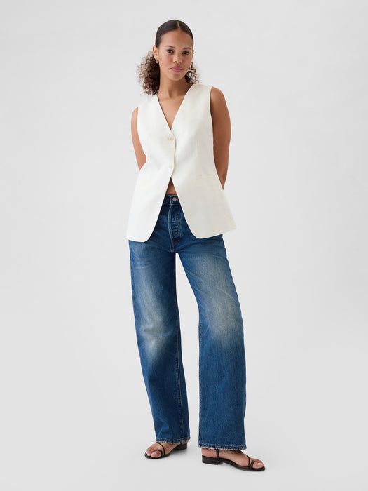 Linen-Cotton Longline Vest