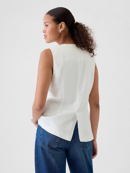 Linen-Cotton Longline Vest