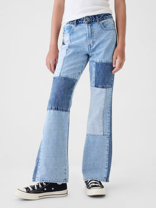 Kids High Rise Patchwork '70s Flare Jeans