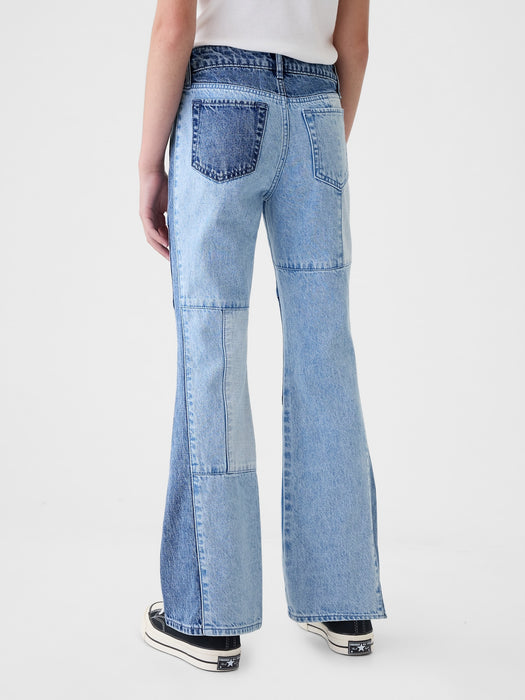 Kids High Rise Patchwork '70s Flare Jeans