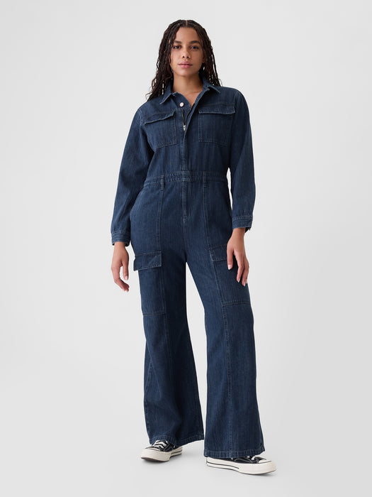 Denim Cargo Jumpsuit