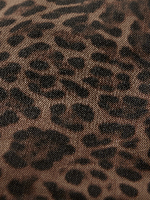 Leopard Denim Mini Skirt