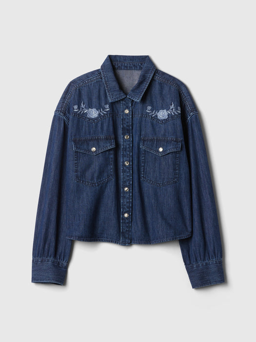 Kids Oversized Denim Western Shirt