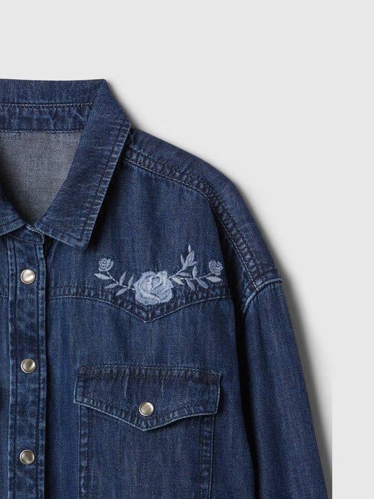 Kids Oversized Denim Western Shirt