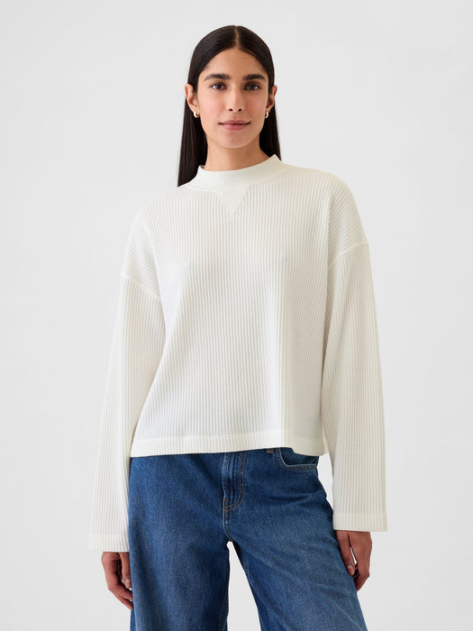 Oversized Mockneck Waffle T-Shirt