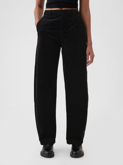 High Rise Corduroy Tapered Ankle Trousers