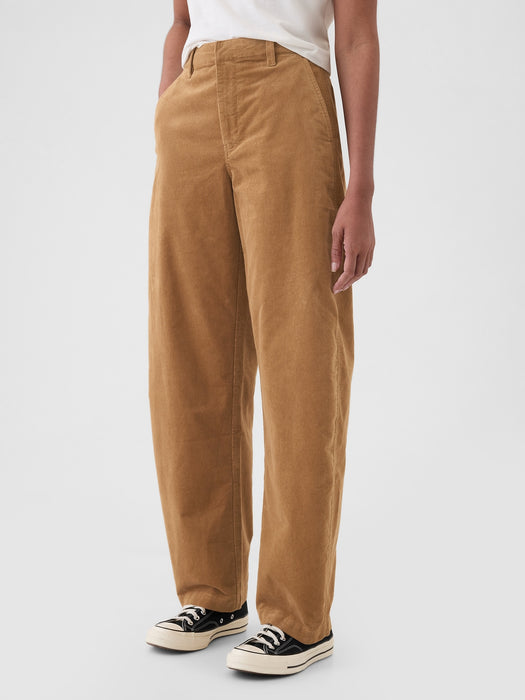 High Rise Corduroy Tapered Ankle Trousers