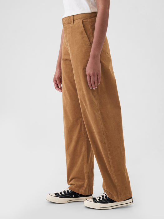 High Rise Corduroy Tapered Ankle Trousers