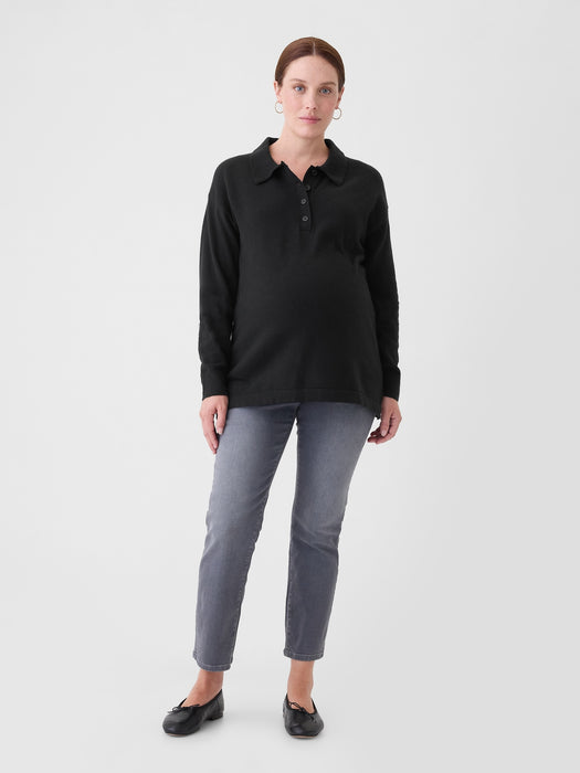 Maternity CashSoft Henley Sweater Polo