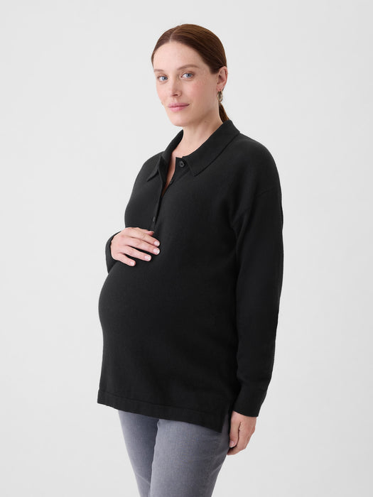 Maternity CashSoft Henley Sweater Polo