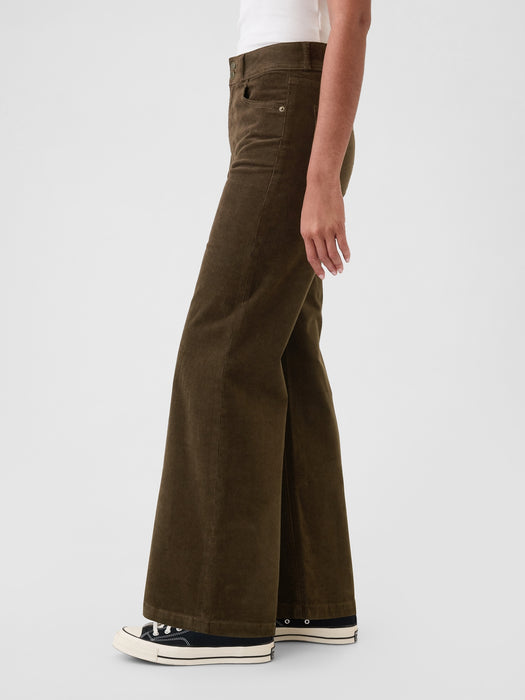 High Rise Corduroy Stride Wide-Leg Pants