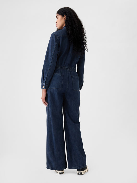 Denim Cargo Jumpsuit